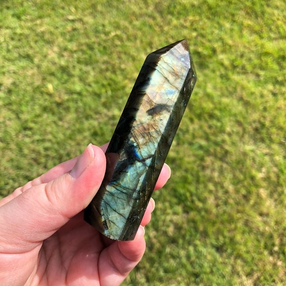 Modern Moon Goddess Other - Labradorite Tower with flash crystals gemstones